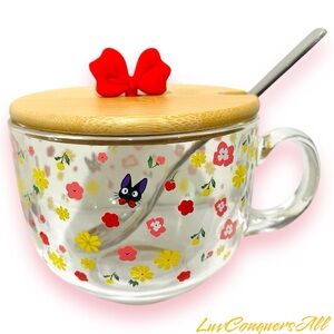 Studio Ghibli Kiki's Delivery Service Jiji Lidded Glass Mug With Spoon